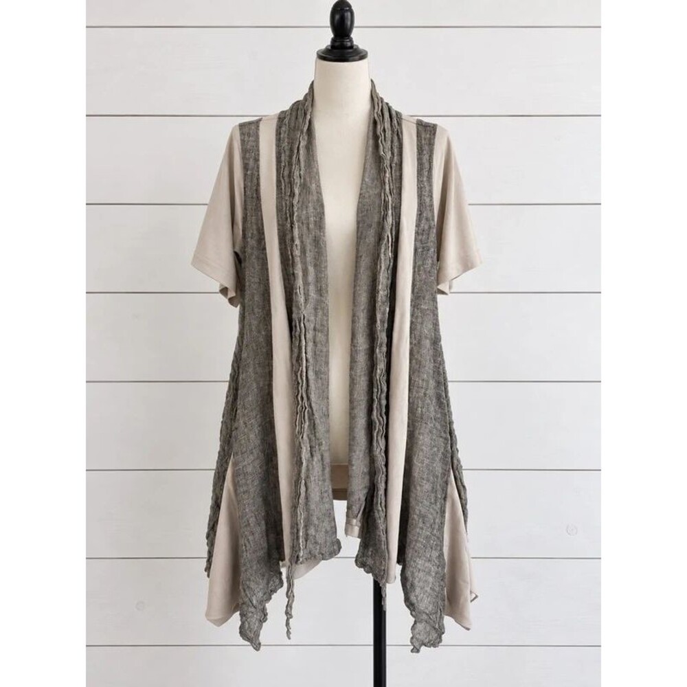 Large Song & Sung by Design Today’s Lagenlook Boho Wearable Art Cardigan